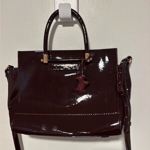 RADLEY LONDON Patent Satchel in Deep Burgundy